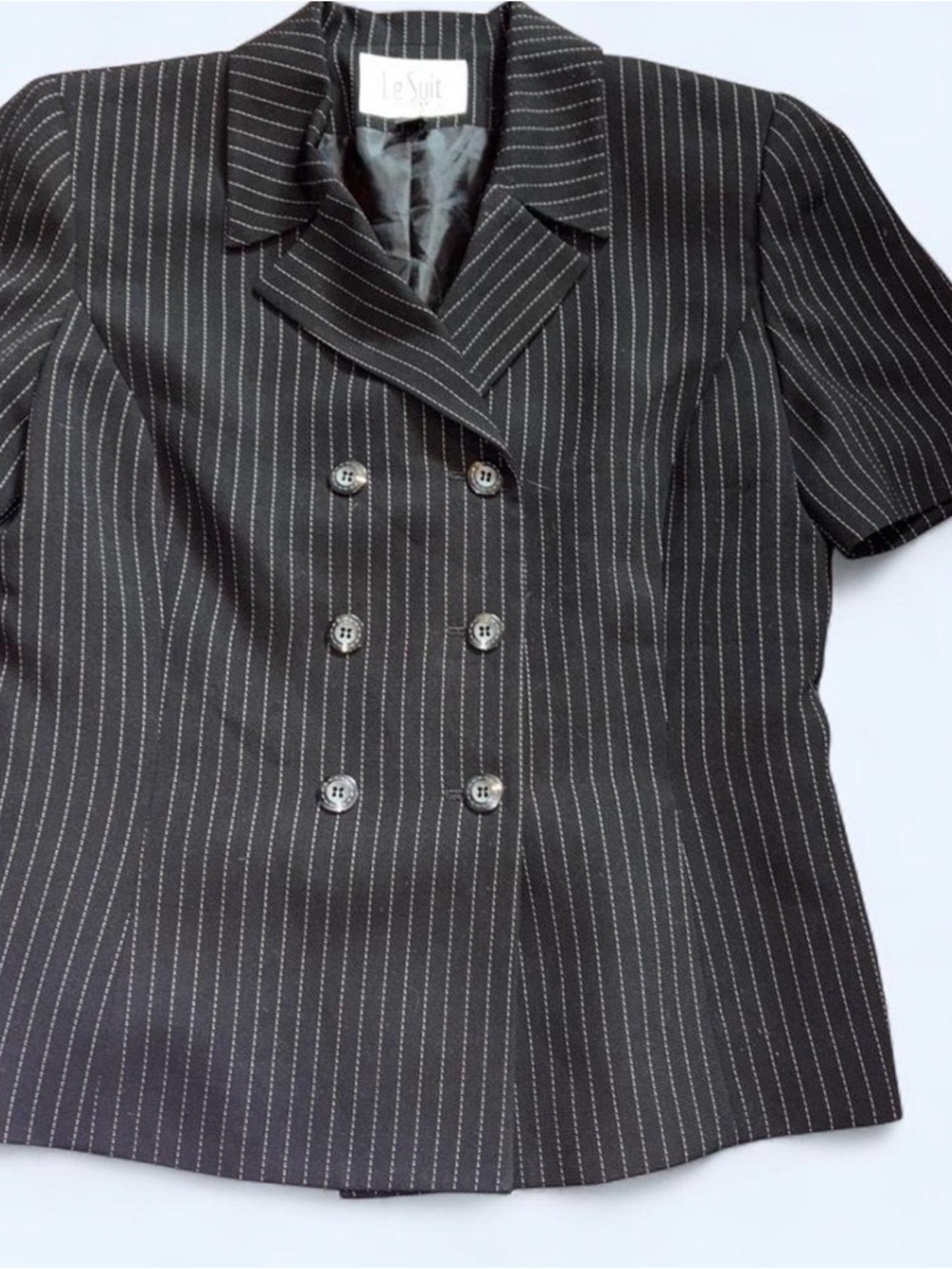 Le Suit Black Pinstripe Two-Piece Skirt Set - Picture 2 of 5